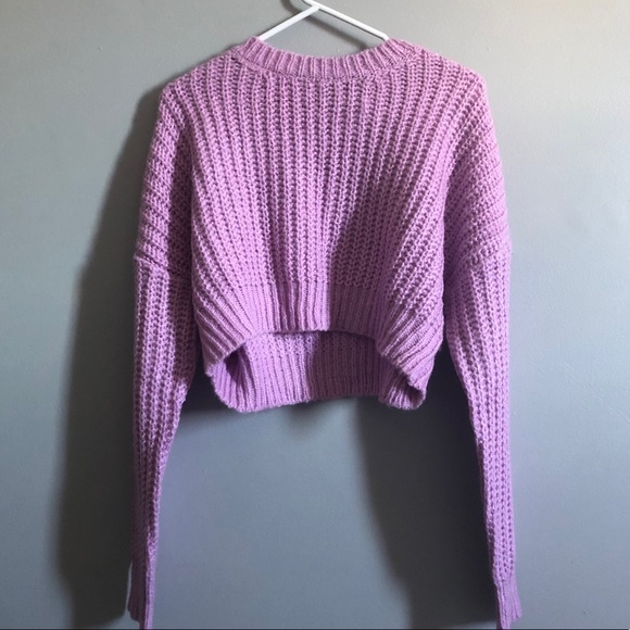 Lavender Knit Cropped Sweater - Picture 2 of 5